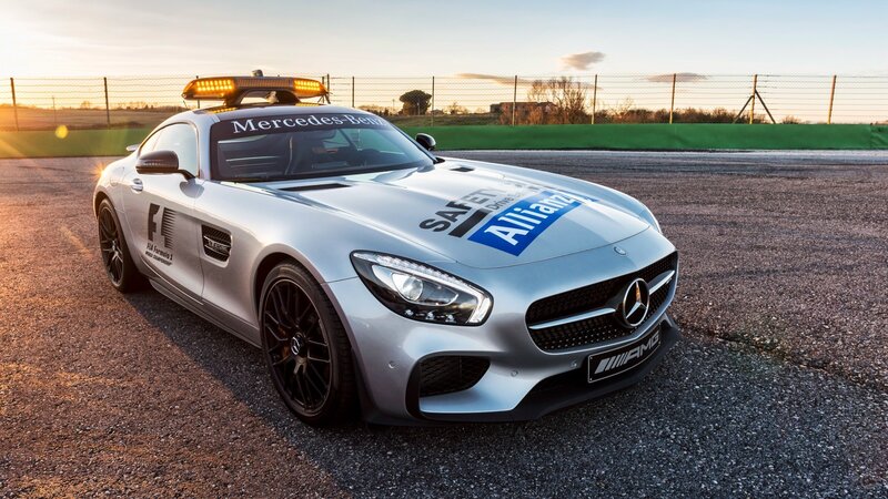 Silver Mercedes-AMG GT — Dramatic, Sunset