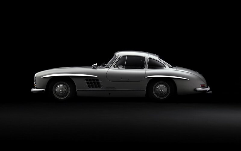 Silver Mercedes-benz 300sl — Dramatic, Photograph, Car, Side Profile