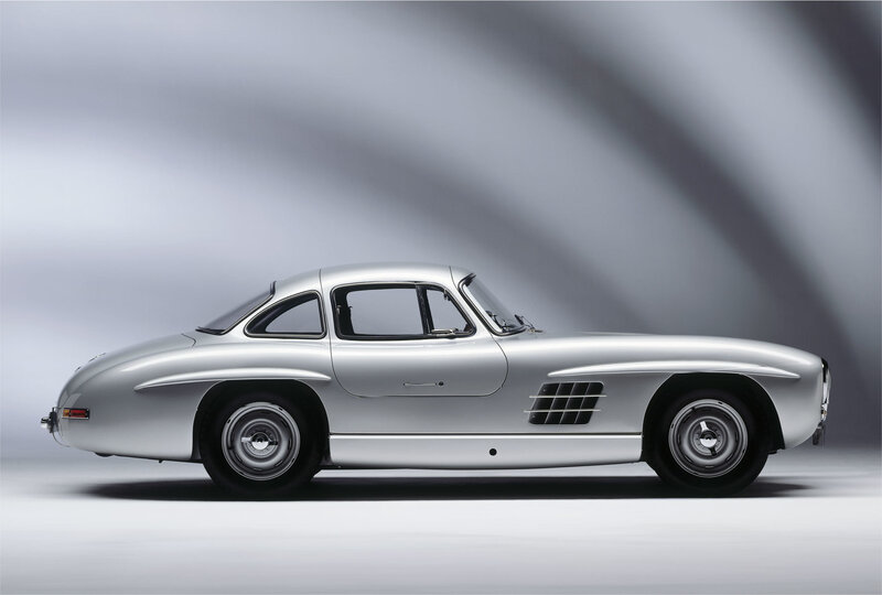 Silver Mercedes-Benz 300SL Gullwing