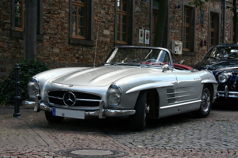 Silver Mercedes-Benz 300SL parked