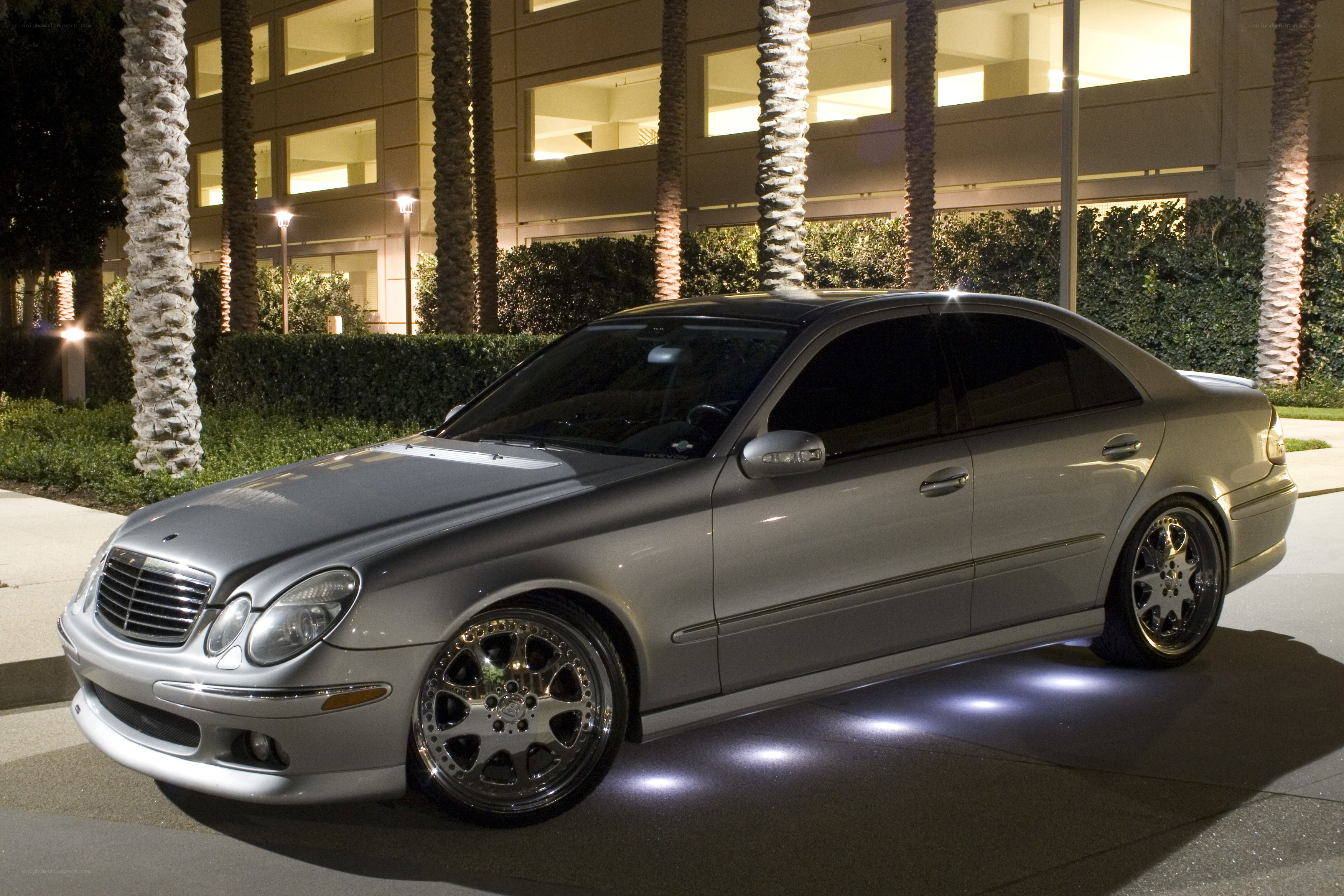 silver mercedes-benz at night