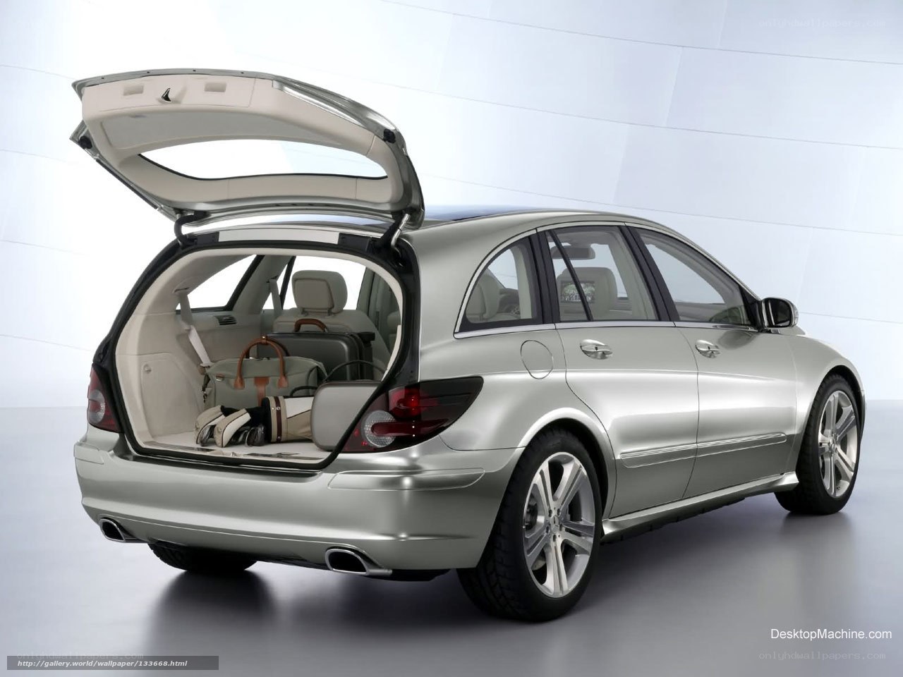 Silver Mercedes-Benz B-Class with open trunk