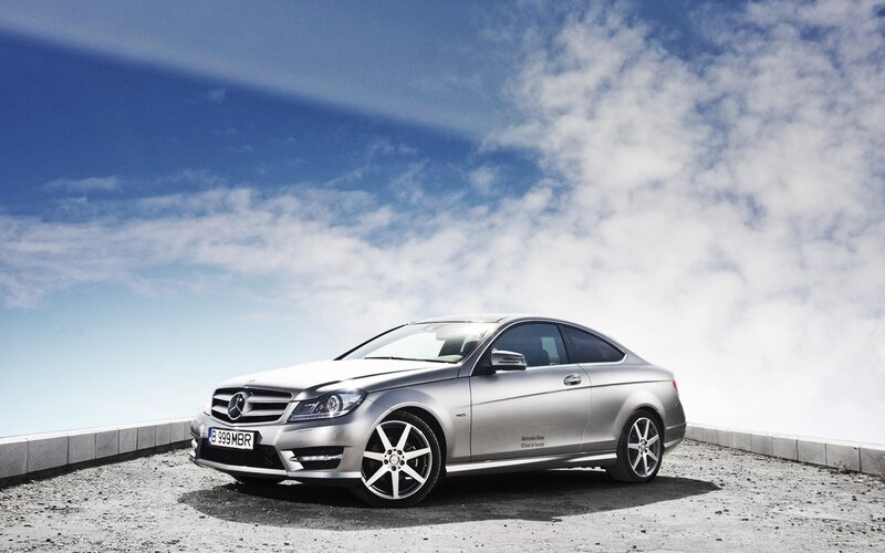 Silver Mercedes-Benz C-Class Coupe