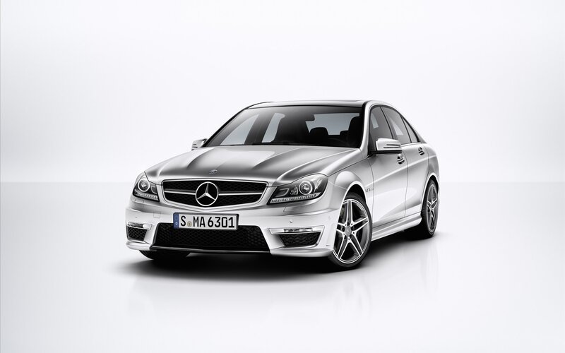 silver mercedes-benz c63 amg