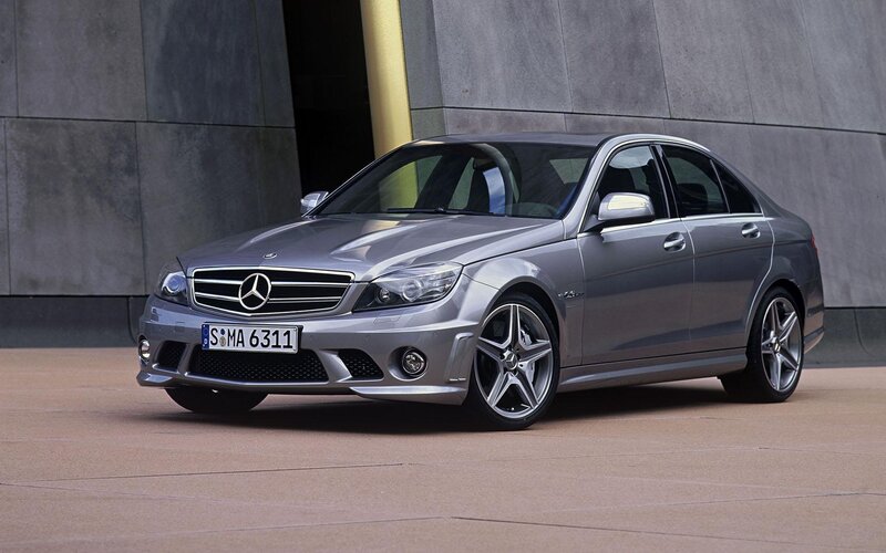 silver mercedes-benz c63 amg