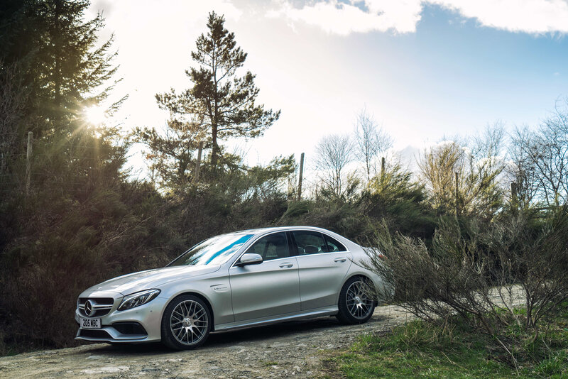 Silver Mercedes-Benz C63 AMG