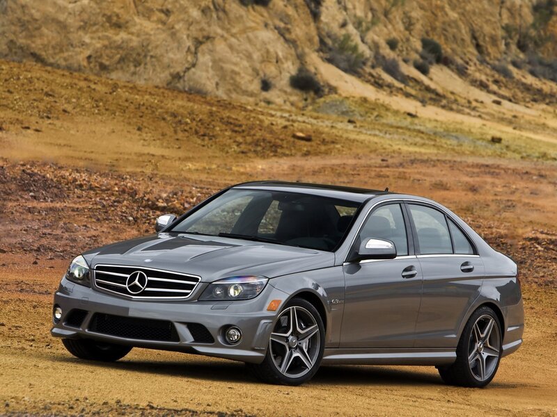 Silver Mercedes-Benz C63 AMG