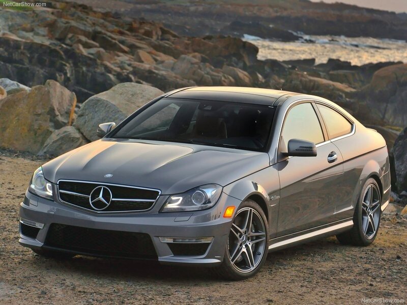 Silver Mercedes-Benz C63 AMG Coupe