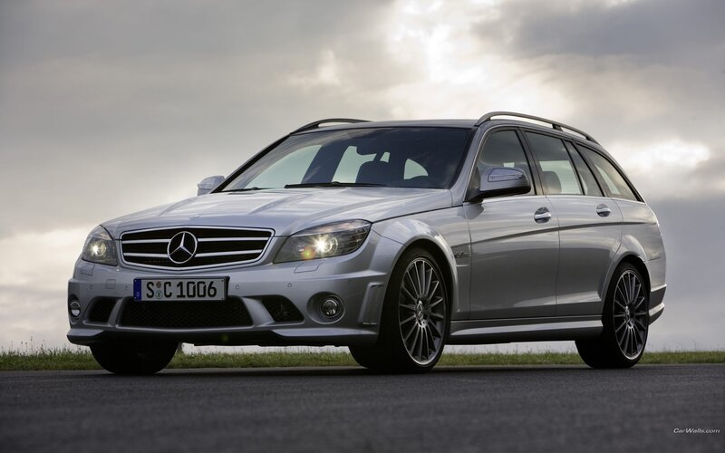 silver mercedes-benz c63 amg station wagon