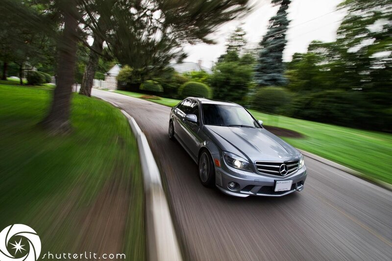 Silver Mercedes-benz Car — Gray, Dynamic, Afternoon, Photograph, Road, Trees
