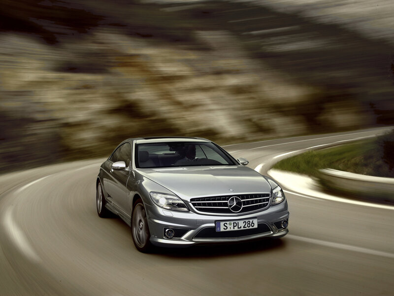 Silver Mercedes-Benz CL500 in motion