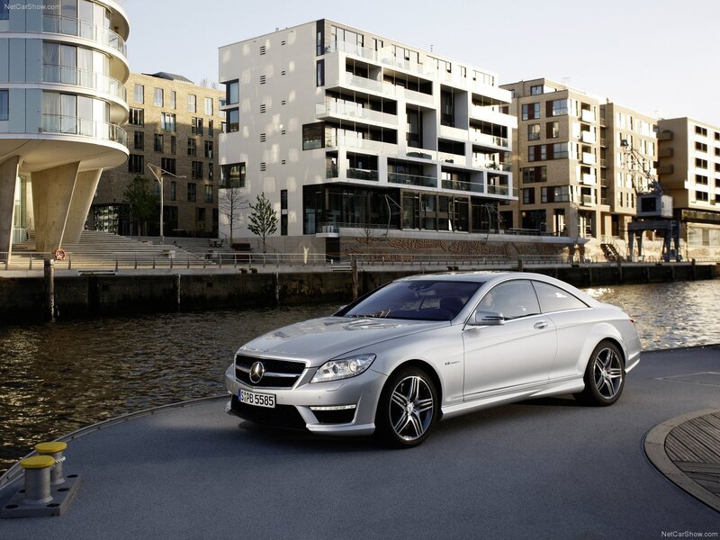 Silver Mercedes-Benz CL63 AMG by water