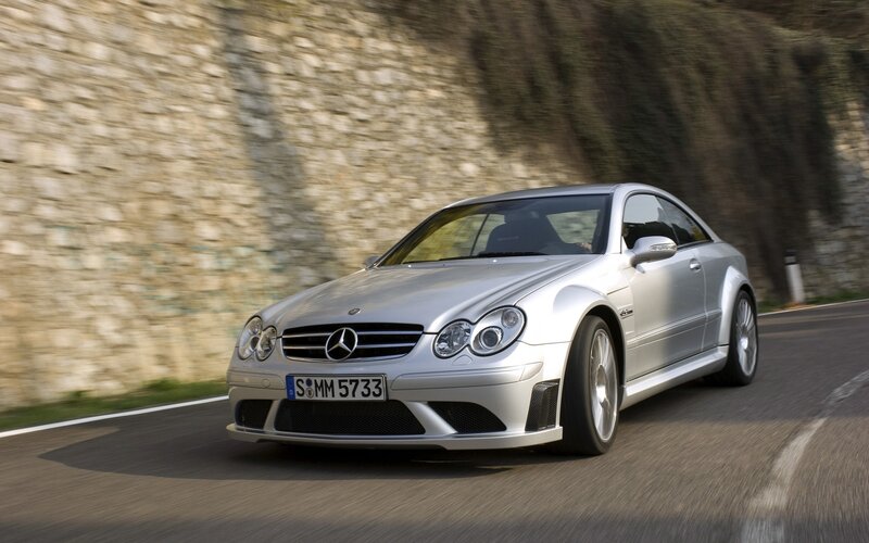 Silver Mercedes-Benz CL63 AMG driving