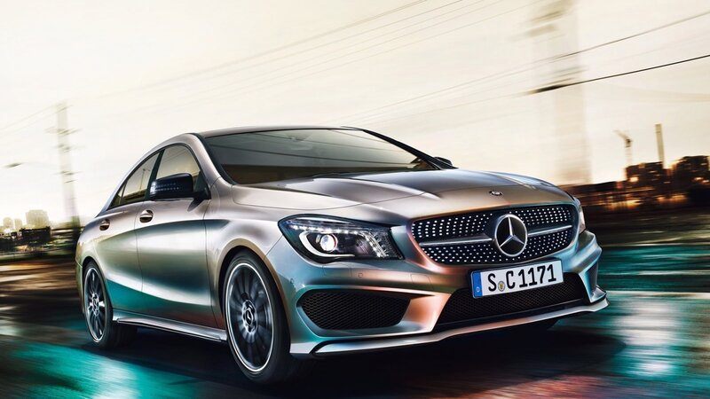 Silver Mercedes-Benz CLA — Dynamic, Sunset