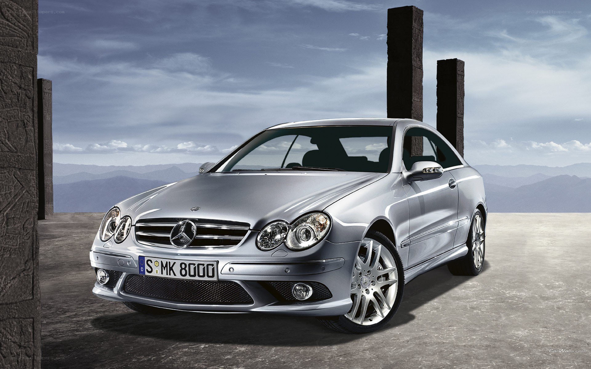 Silver Mercedes-Benz CLK