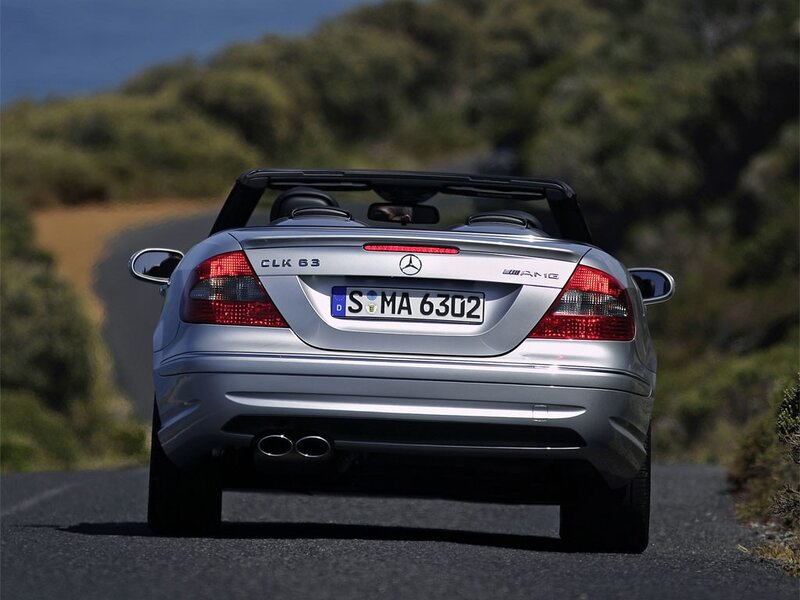Silver Mercedes-Benz CLK63 AMG convertible