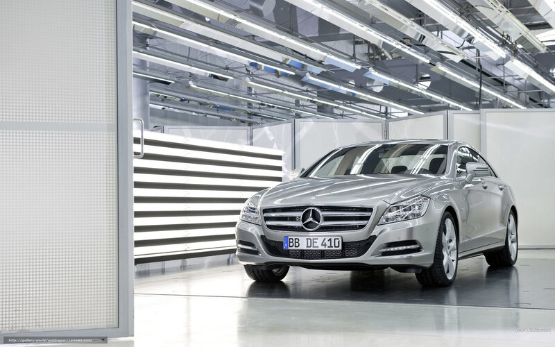 Silver Mercedes-Benz CLS in factory