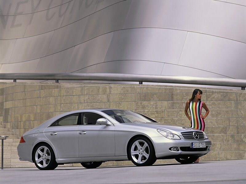Silver Mercedes-Benz CLS parked