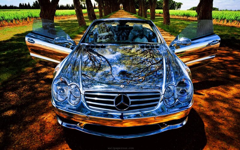Silver Mercedes-benz Convertible — Blue