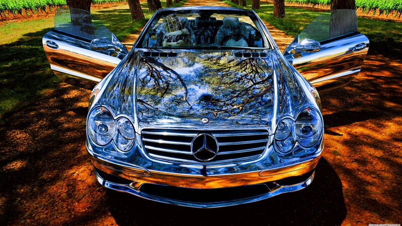 Silver Mercedes-benz Convertible — Dramatic, Afternoon