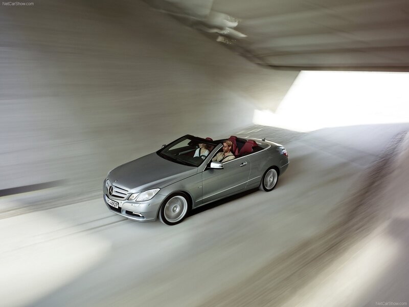 Silver Mercedes-Benz convertible in tunnel