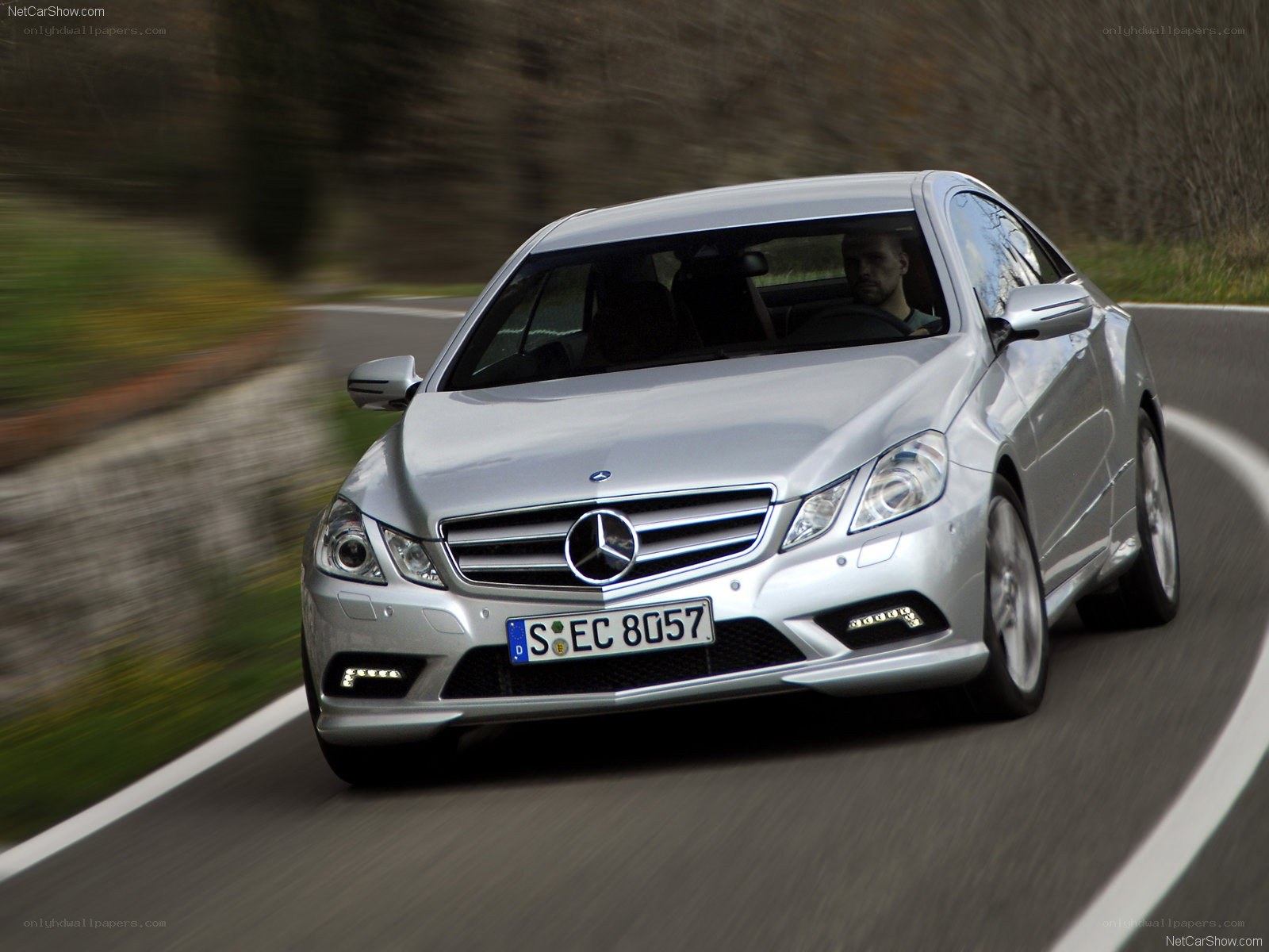 Silver Mercedes-Benz E-Class Coupe