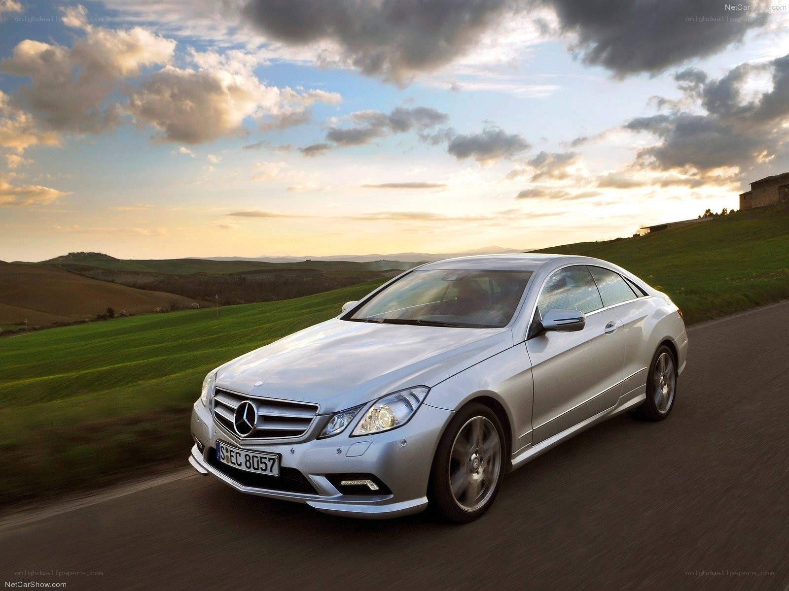Silver Mercedes-Benz E-Class Coupe