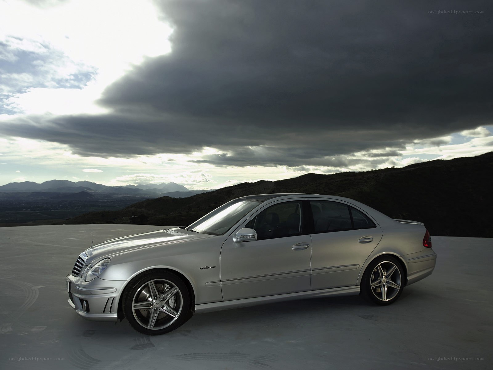 Silver Mercedes-Benz E63 AMG