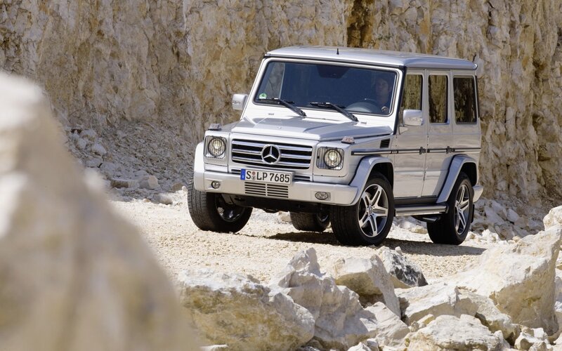 Silver Mercedes-Benz G-Class off-road