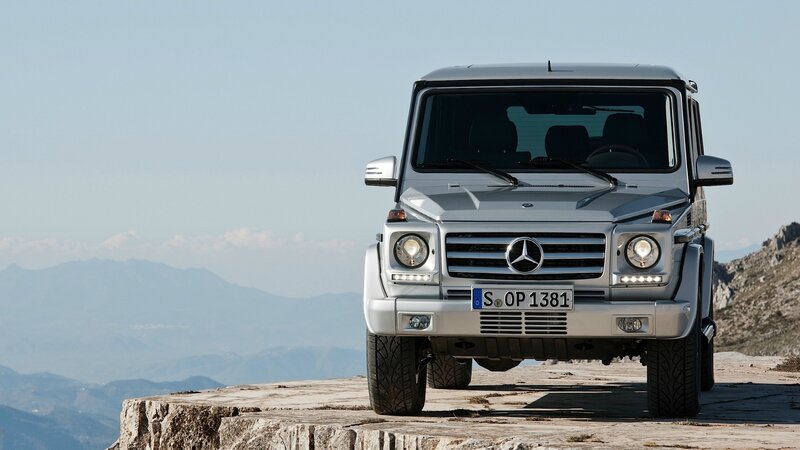 Silver Mercedes-Benz G-Class on a mountain