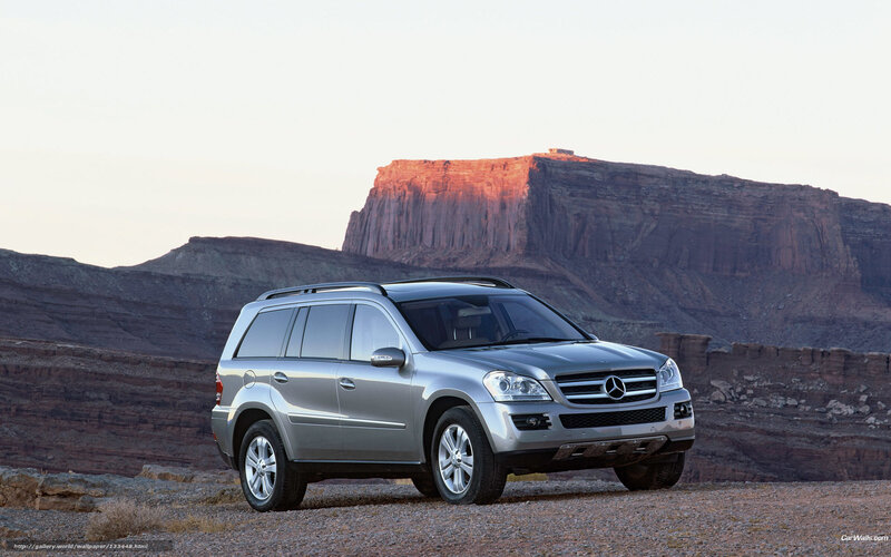 Silver Mercedes-Benz GL in desert
