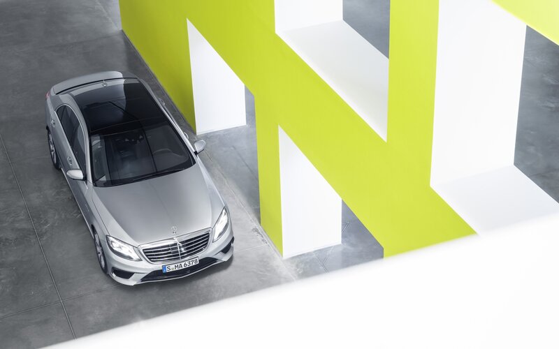 Silver Mercedes-Benz parked in modern space