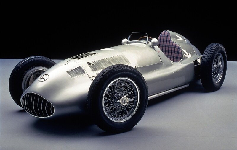 Silver Mercedes-Benz race car