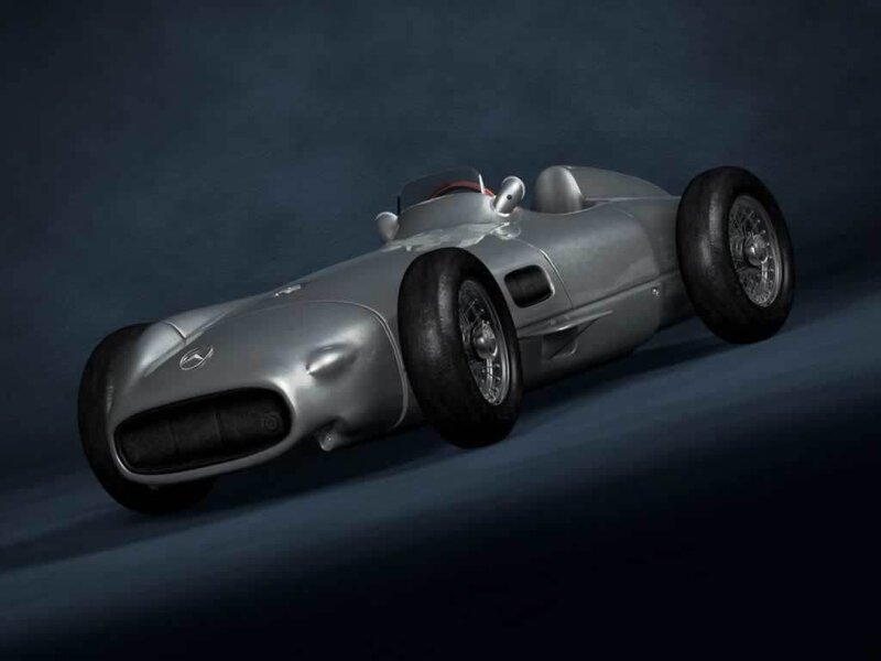 Silver Mercedes-Benz race car