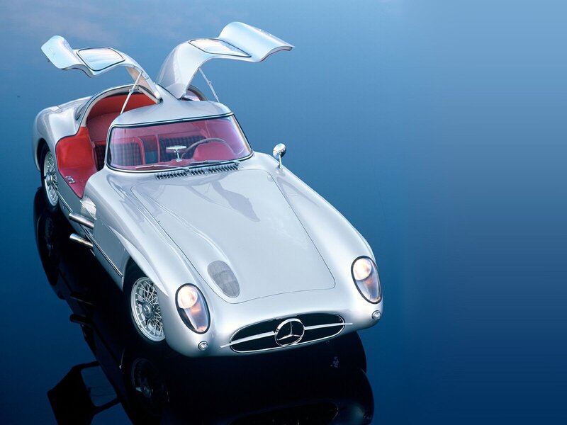Silver Mercedes-benz Race Car — Dramatic, Photograph, Red Interior