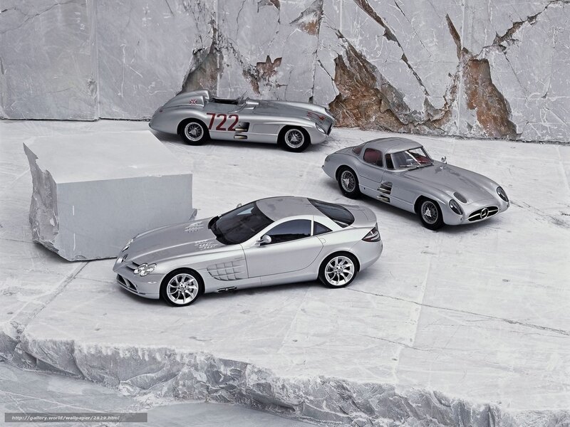 Silver Mercedes-Benz race cars