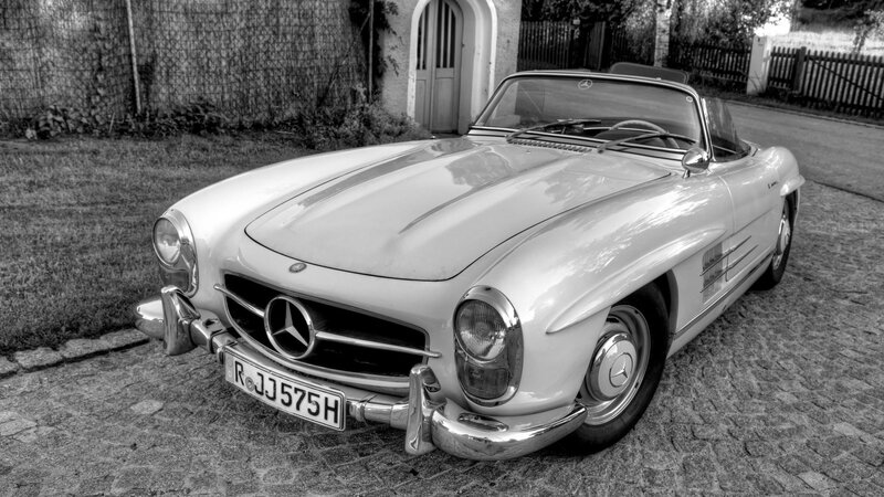 Silver Mercedes-benz Roadster — Black
