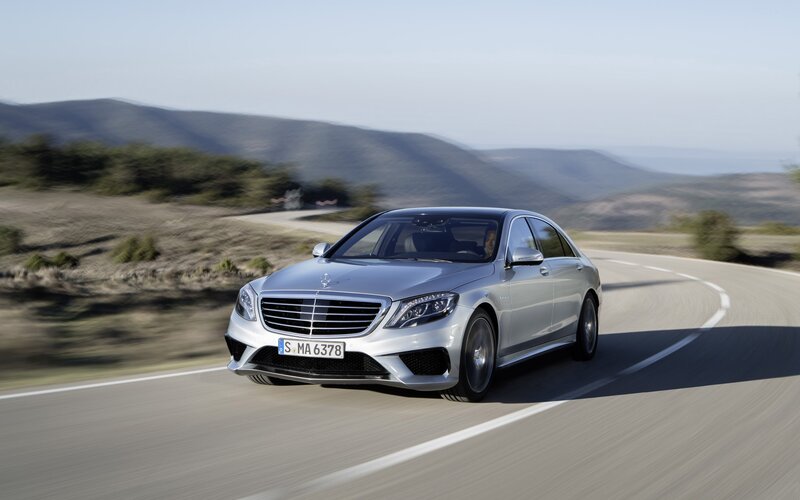silver mercedes-benz s63 amg driving