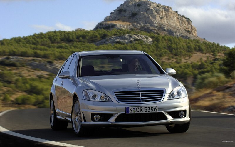 Silver Mercedes-Benz S63 AMG driving
