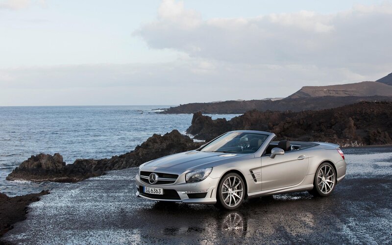 Silver Mercedes-Benz SL convertible