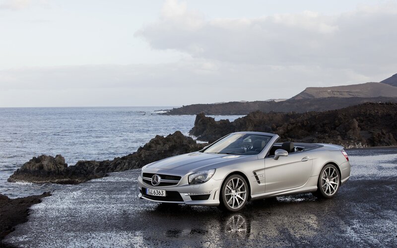 Silver Mercedes-Benz SL convertible
