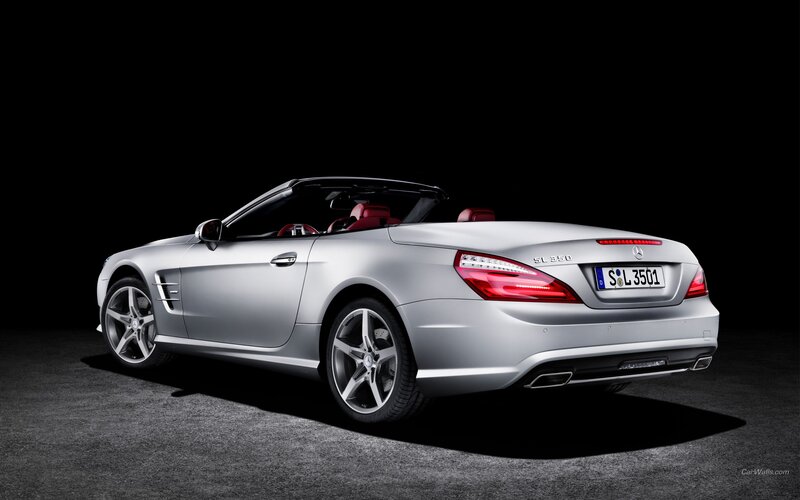 silver mercedes-benz sl convertible