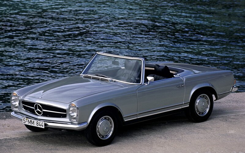 Silver Mercedes-Benz SL convertible