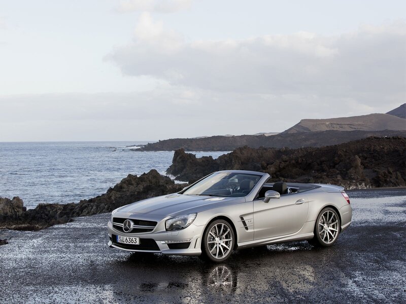 Silver Mercedes-Benz SL convertible