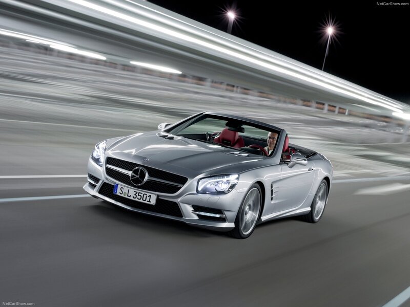 Silver Mercedes-Benz SL convertible