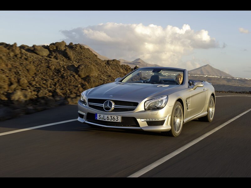 Silver Mercedes-Benz SL convertible