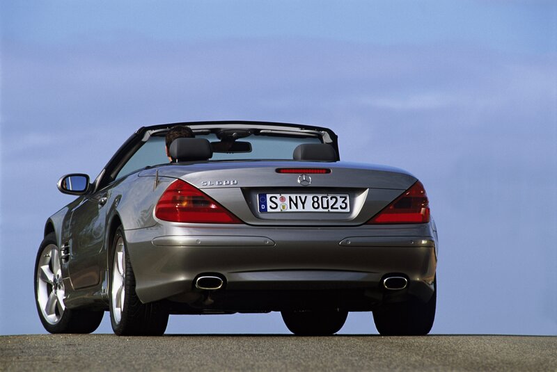 Silver Mercedes-Benz SL500 convertible