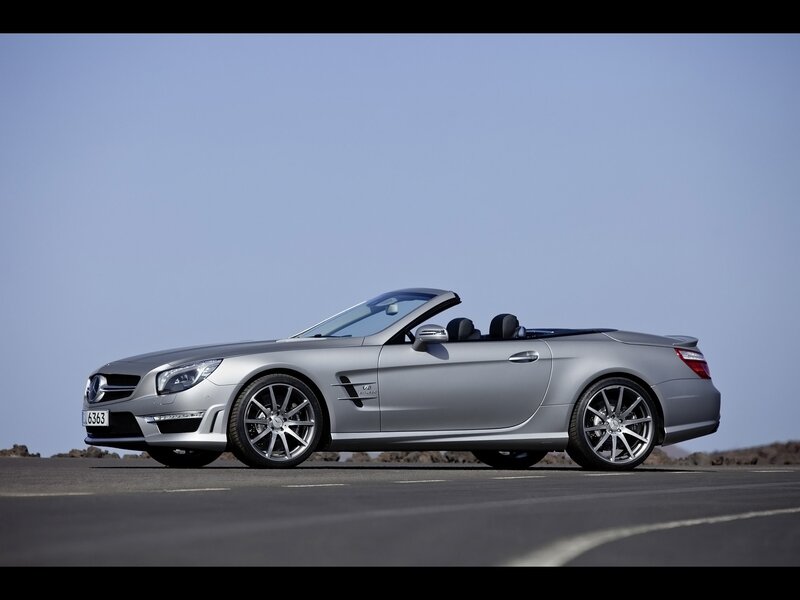 Silver Mercedes-Benz SL550 convertible