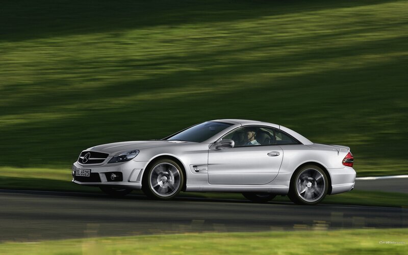 Silver Mercedes-Benz SL63 AMG in motion
