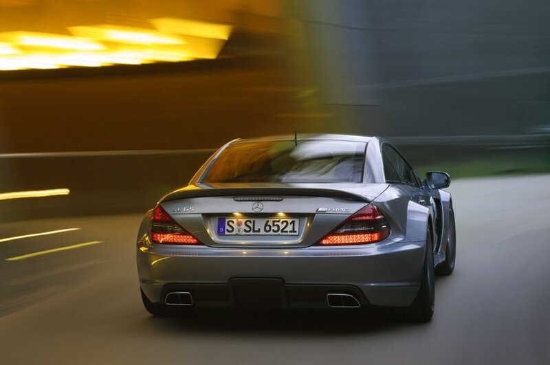 Silver Mercedes-Benz SL65 AMG in motion